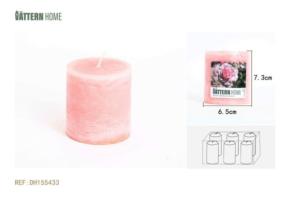 Vela de pilar de parafina de 6,5 x 7,3 cm con aroma a rosa (rosa) que dura 30 horas