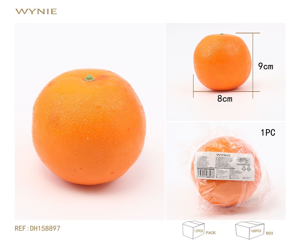 Naranja artificial de 9 x 8 cm de espuma de naranja real, fruta falsa, decoración para el hogar, mesa de cocina