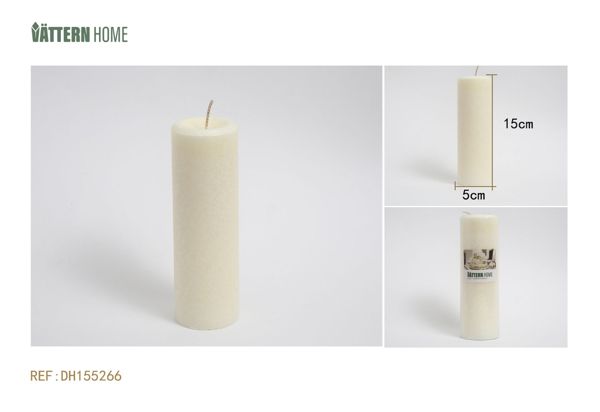 Vela de pilar de 5 x 15 cm con aroma a crema de parafina (blanco lechoso) que dura 36 horas