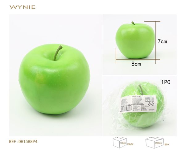 Manzana verde artificial de espuma de 8 x 7 cm adecuada para la decoración del hogar, la cocina, la tienda y el mercado