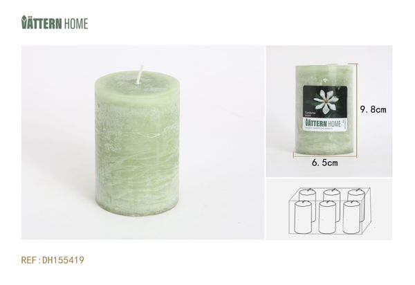Vela de pilar de parafina de 6,5 x 9,8 cm con aroma a gardenia (verde) que dura 40 horas