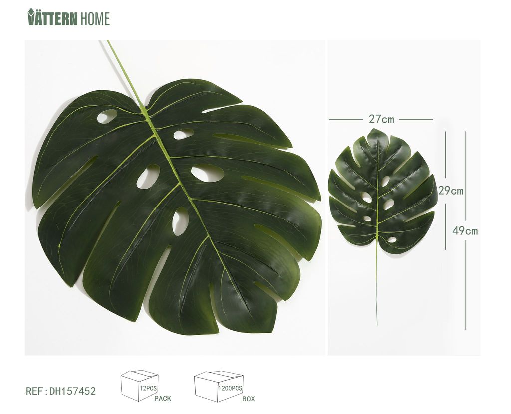 Hoja de tortuga de 49 cm de plástico, alambre de hierro, verde oscuro, simulación fresca, adornos de plantas verdes, decoración de interiores, textura clara, no es fácil de desvanecer y deformar
