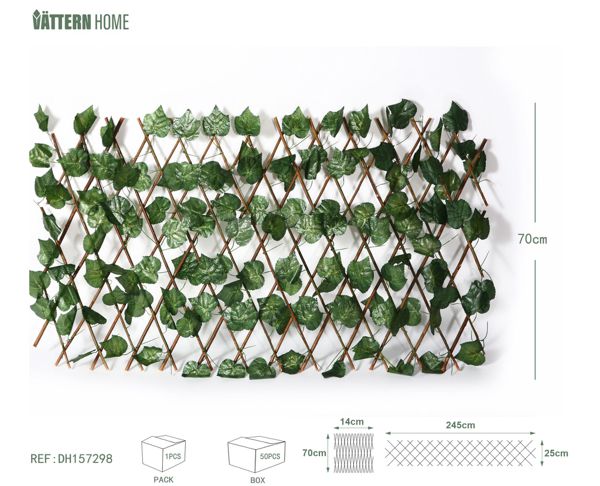 Valla de uva de hoja grande de 70 cm de madera + poliéster de seda verde en capas gruesas, textura clara, natural y verdadera, decora el jardín