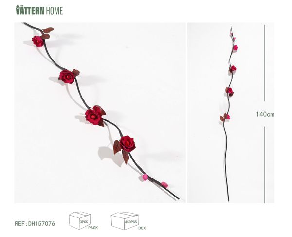 140CM rosa roja (flores secas) madera + decoración de poliéster para el interior, la decoración del espacio nunca es romántica y la vida hogareña está llena de sentido ritual.