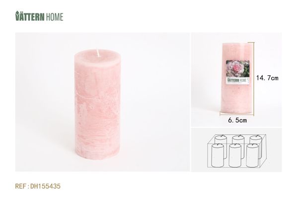 Vela de pilar de 6,5 x 14,7 cm con aroma a rosa de parafina (rosa) que arde durante 65 horas