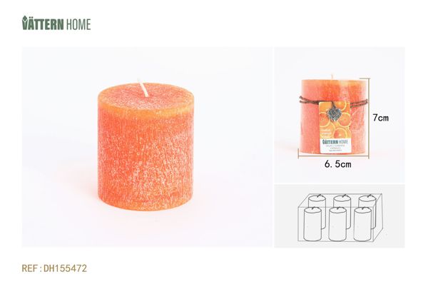Vela de pilar de parafina de 6,5 x 7 cm con sabor a naranja (naranja) que dura 30 horas
