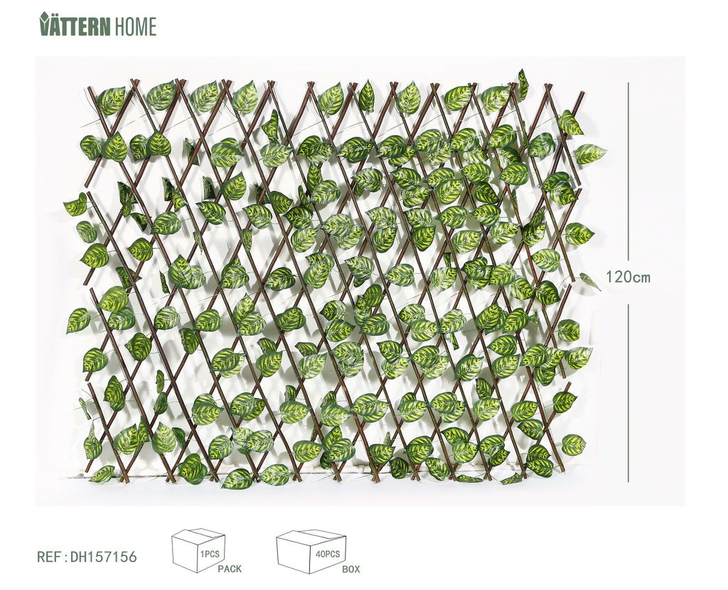 216 hojas de cola de fénix grande. Valla de 120 cm de madera + plástico (PE) + poliéster de seda (poliéster) verde grueso y en capas, textura clara, natural y verdadera.