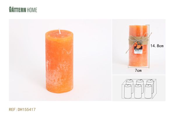 Vela de pilar 7*14,8CM parafina sabor naranja (naranja) quema 65 horas