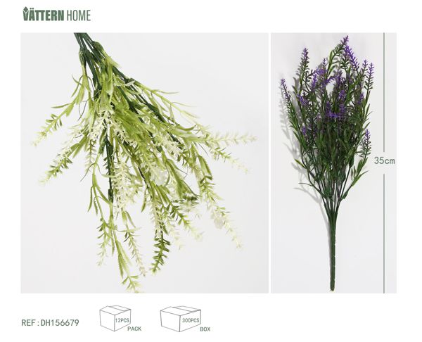 7 lavender heads: 35CM white, purple plastic