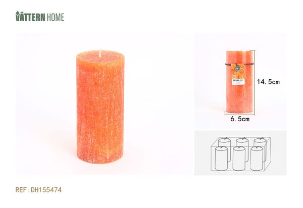 Vela de pilar 6,5*14,5CM parafina sabor naranja (naranja) quema 65 horas