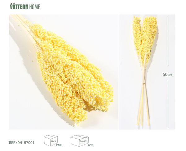Flores secas artificiales 50CM50G decoración amarilla para el interior, la decoración del espacio nunca se desvanecerá con el romance y la vida hogareña estará llena de sentido ritual.