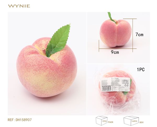 Simulación de fruta artificial de melocotón de 7 x 9 cm, espuma rosa, decoración para el hogar, la cocina, la fiesta, decoración de escritorio