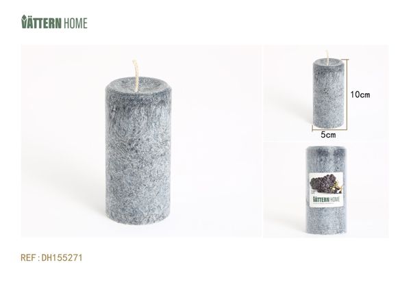 Vela de pilar de parafina de 5 x 10 cm con sabor a uva (gris oscuro) que arde durante 24 horas