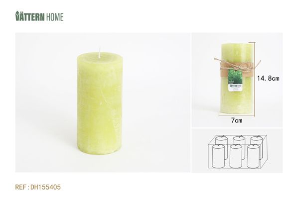 Vela de pilar de parafina de 7 x 14,8 cm con sabor a bosque (verde manzana) que dura 65 horas