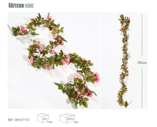 Ratán 180CM plástico (PE) + poliéster de seda (poliéster), el patrón de flores rosas es completo y rico, rico en capas, clásico y versátil.