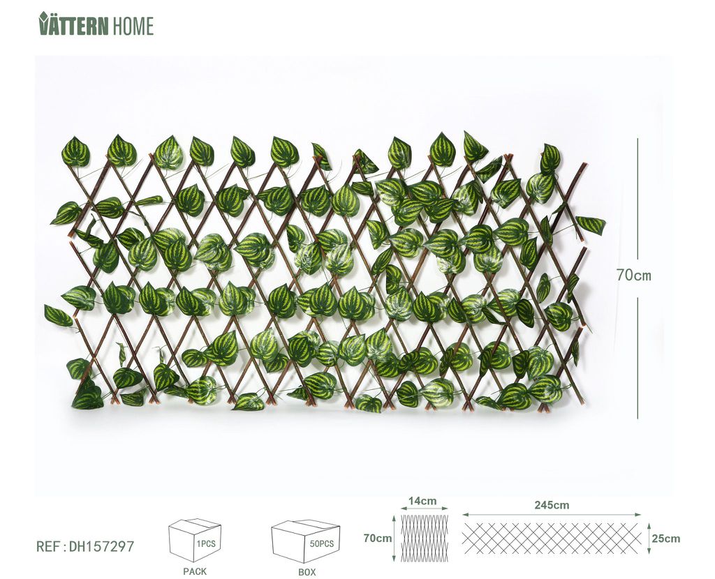 Valla de sandía de hojas grandes de 70 cm de madera + poliéster de seda verde de capas gruesas, textura clara, natural y verdadera, decora el jardín