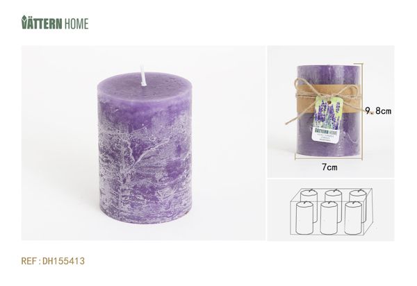 Vela de pilar de 7 x 9,8 cm, de parafina, sabor a lavanda (morado), que dura 40 horas