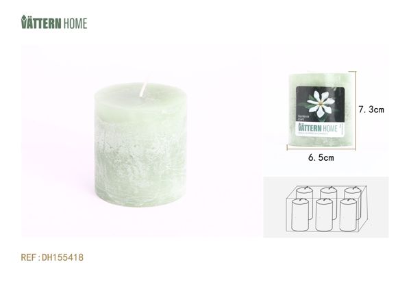 Vela de pilar de parafina de 6,5 x 7,3 cm con aroma a gardenia (verde) que dura 30 horas