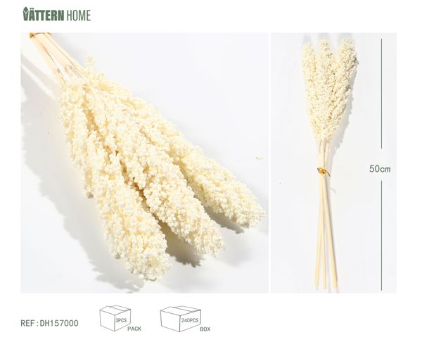 Flores secas artificiales 50CM50G blancas para decoración de interiores, decoración de espacios con romance eterno, vida hogareña llena de sentido ritual.