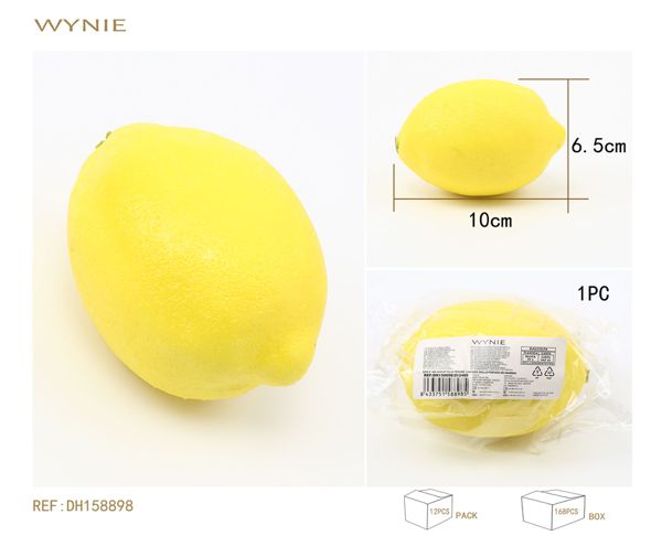 Limón 6.5*10CM espuma amarilla fruta simulada, colores intensos, alta simulación, uso a largo plazo, libre de combinar, adecuado para una variedad de escenas