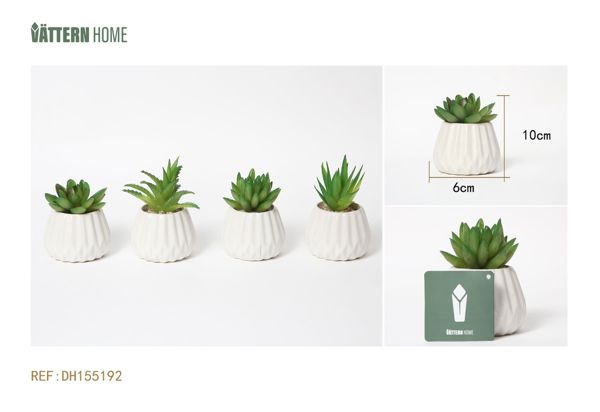 Paquete de 4 macetas de vidrio, serie verde, plantas artificiales verdes, 6 x 10 cm