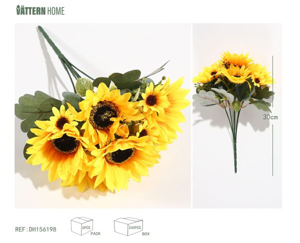6 Girasoles 30CM Tela Amarilla