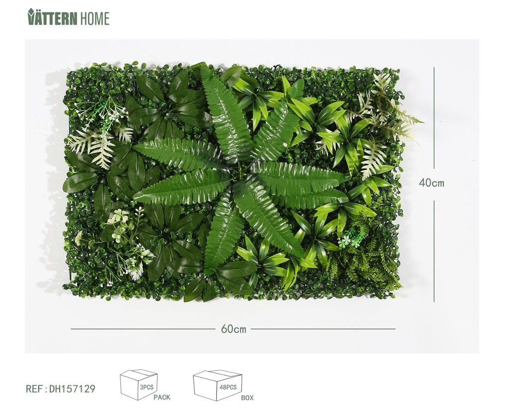 Césped de hoja de la fortuna en forma de herradura de 40 x 60 cm de plástico (PE) verde de capas gruesas, textura clara, natural y verdadera