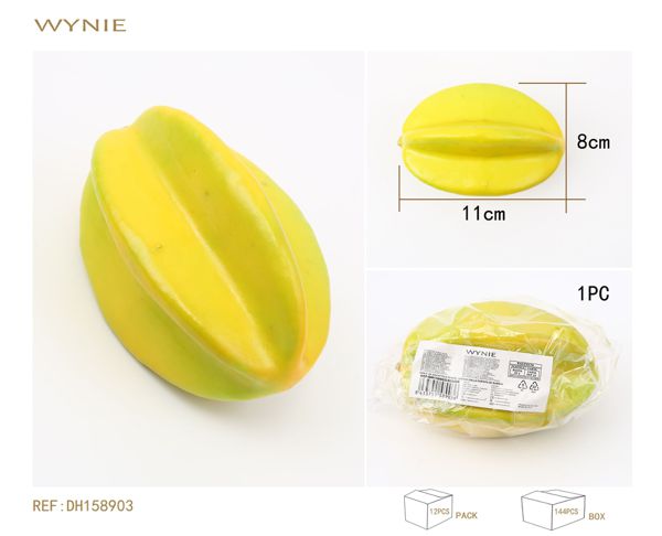 Carambola artificial de 11 x 8 cm, espuma verde, pera real, decoración para el hogar, cocina, fiesta, decoraciones de escritorio