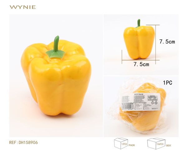 Pimiento amarillo artificial vegetal 7,5*7,5 CM burbuja, para decoración del hogar, familia, cocina, fiesta, decoración de escritorio
