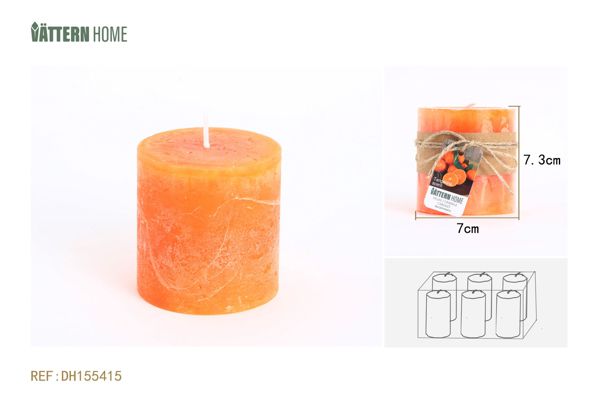 Vela de pilar de parafina de 7 x 7,3 cm con sabor a naranja (naranja) que dura 30 horas