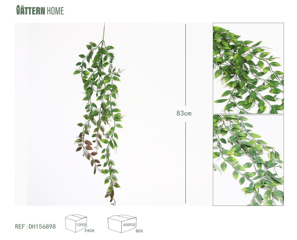 Colgante de pared de hoja de bambú 83CMPE rojo verde, blanco verde, decoración verde