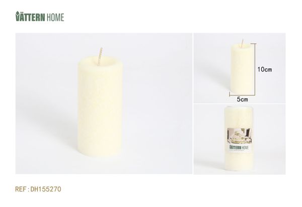 Vela de pilar de 5 x 10 cm con aroma a crema de parafina (color champán), arde durante 24 horas
