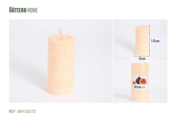 Vela de pilar de parafina de 5 x 10 cm con sabor a higo (color champán) que arde durante 24 horas