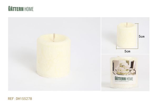 Vela de pilar de 5 x 5 cm con fragancia de mantequilla de parafina (color crema) que dura 8 horas