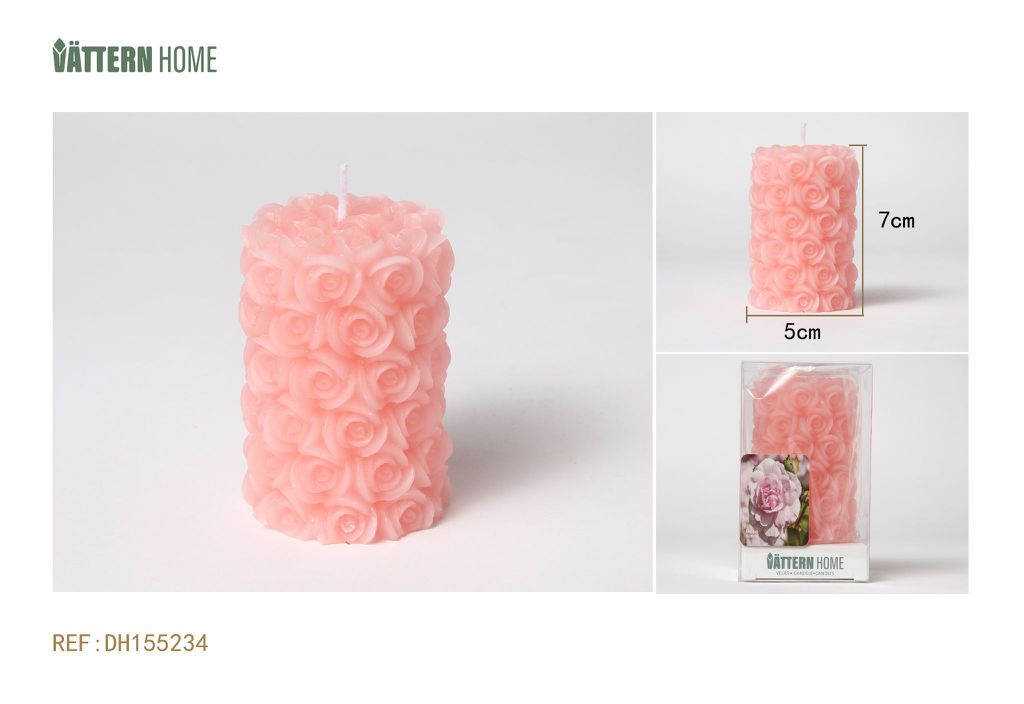 Vela de pilar de 5 x 7 cm con aroma a rosa de parafina (rosa) que arde durante 4 horas