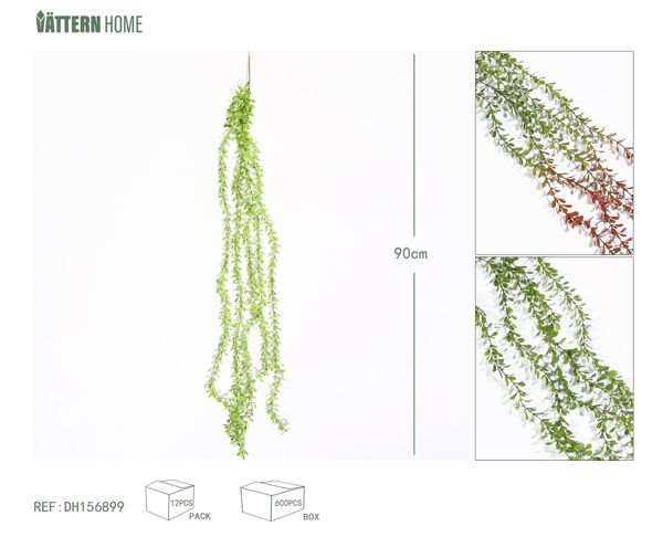 Ratán Milán de pared 90CMPE + alambre de hierro rojo y verde, blanco y verde, decoración verde