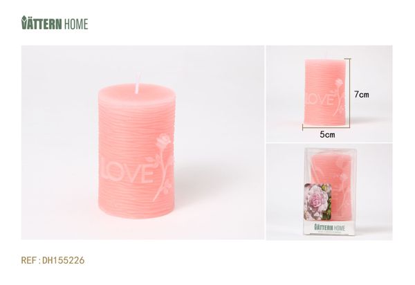 Vela de pilar de 5 x 7 cm con aroma a rosa de parafina (rosa) que arde durante 4 horas