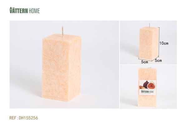 Vela cuadrada de parafina de 5*5*10 cm sabor a higos (color champán) que dura 36 horas