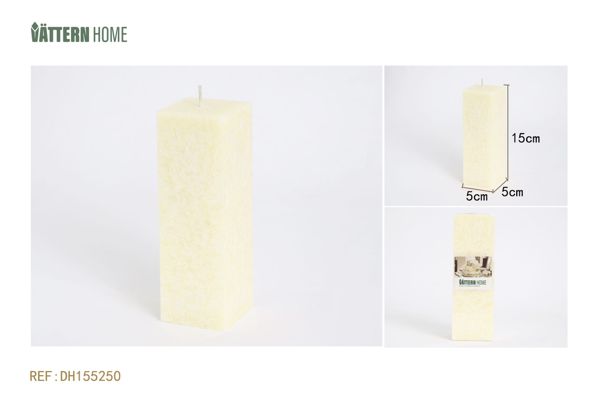 Vela de 5 x 5 x 15 cm con fragancia de mantequilla de parafina (blanco lechoso) que dura 48 horas