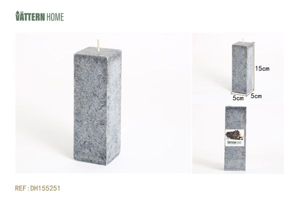 Vela de parafina de 5*5*15CM sabor a uva (gris oscuro) que arde durante 48 horas