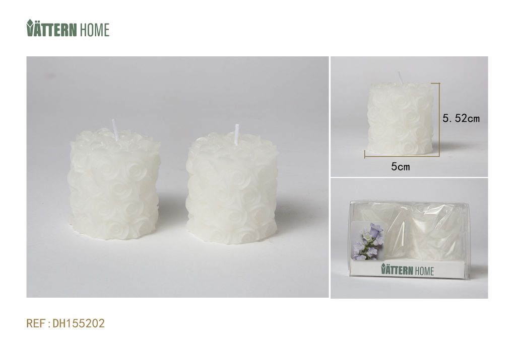 Paquete de 2 velas de pilar de 5 x 5,52 cm con aroma a campana azul de parafina (blancas) que arden durante 3 horas