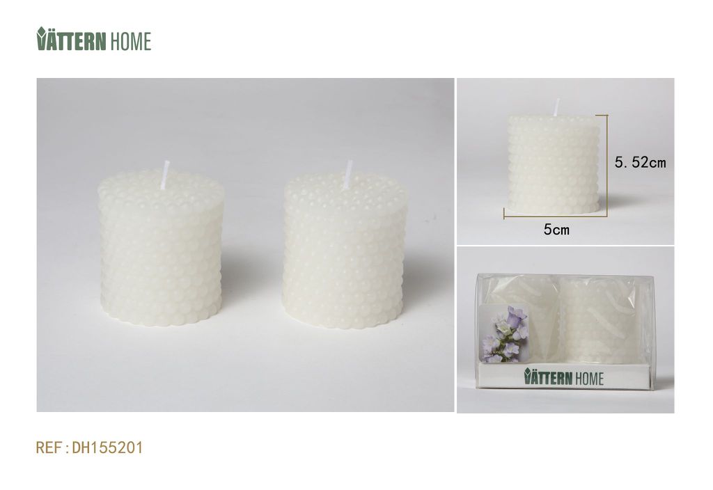 Paquete de 2 velas de pilar de 5 x 5,52 cm con aroma a campana azul de parafina (blancas) que arden durante 3 horas