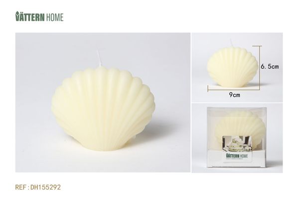 Vela en forma de concha de 9 x 6,5 cm con aroma a mantequilla de parafina (blanco lechoso) que dura 4 horas CANDELE