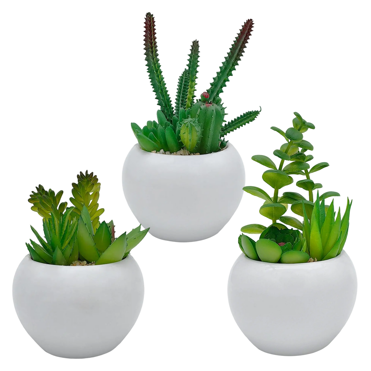 Paquete de 3 macetas artificiales verdes de 8 x 13 cm