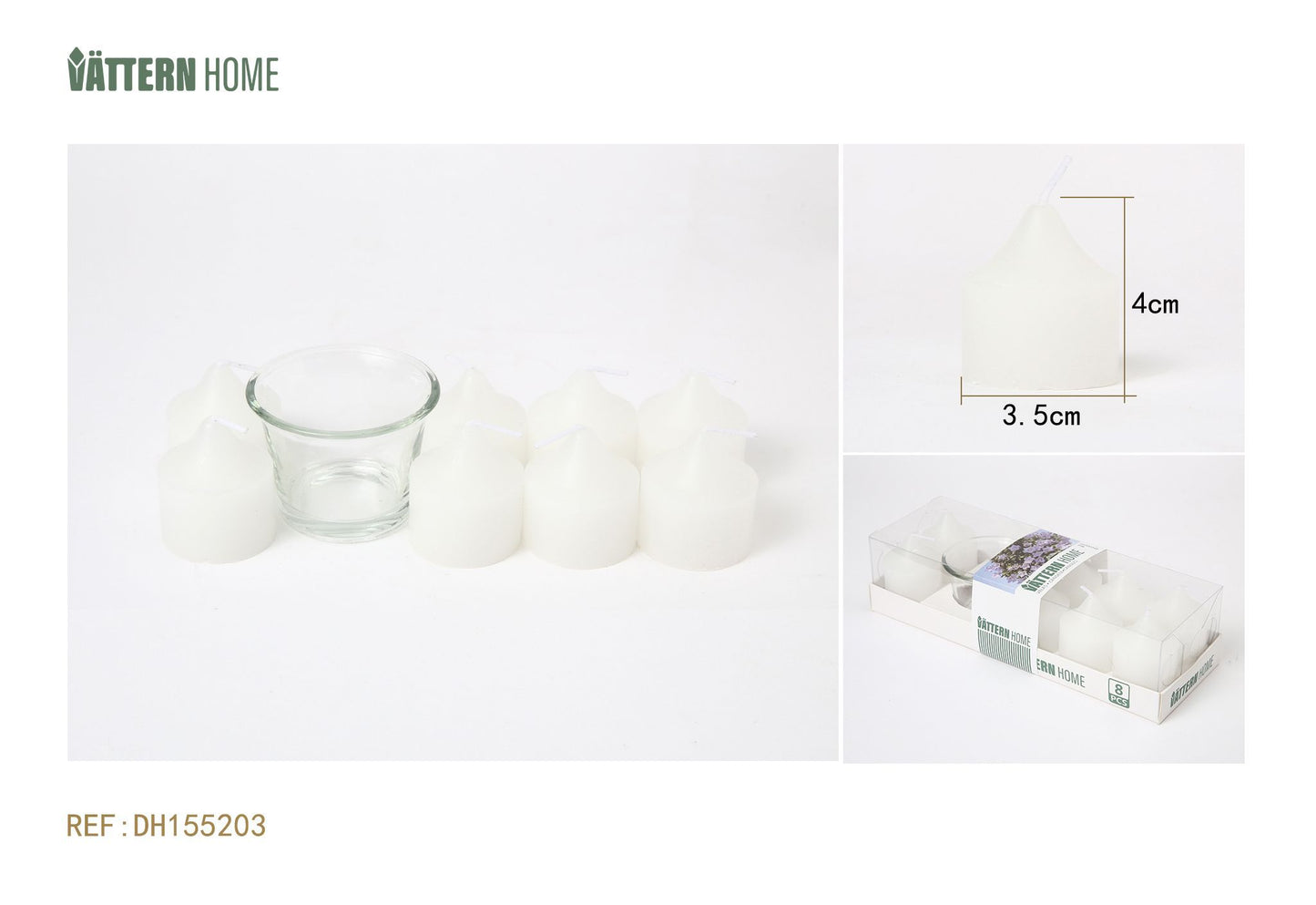 Juego de velas de aromaterapia (8 velas + 1 vaso) 3*4CM de parafina con aroma a campana azul (blanco) que arde durante 2 horas