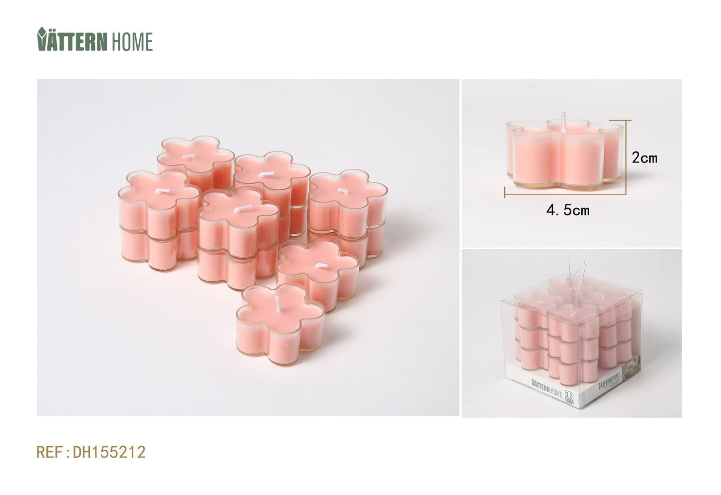 12 velas perfumadas en forma de flor de 2 x 4,5 cm con aroma a rosa de parafina (rosa) que arden durante 4 horas