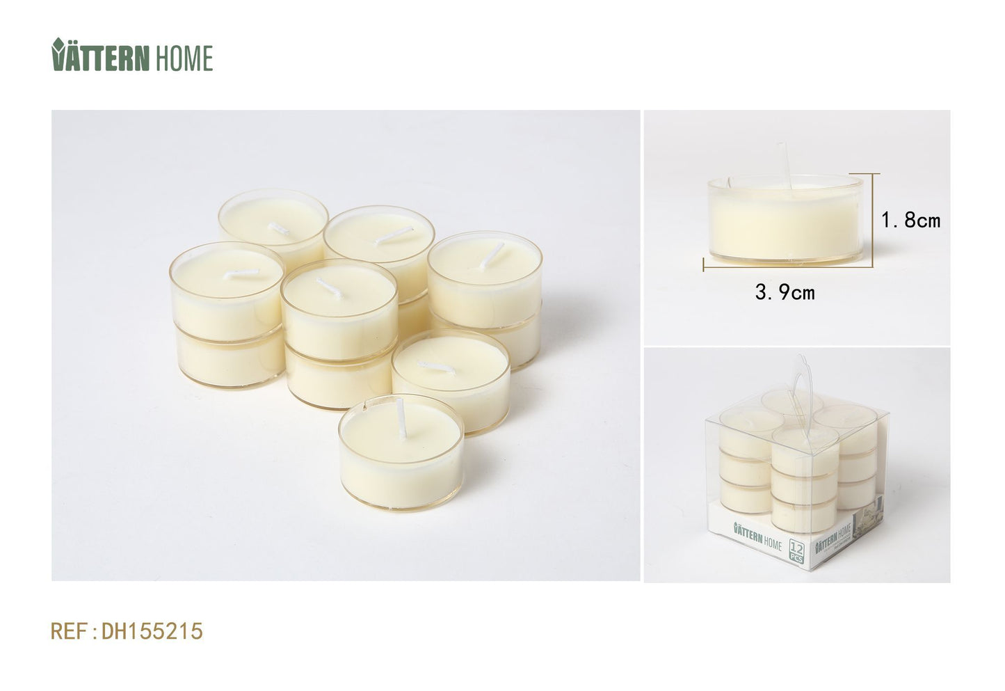 Paquete de 12 velas perfumadas redondas de 1,8 x 3,9 cm con aroma a crema de parafina (blanco lechoso) que arden durante 4 horas