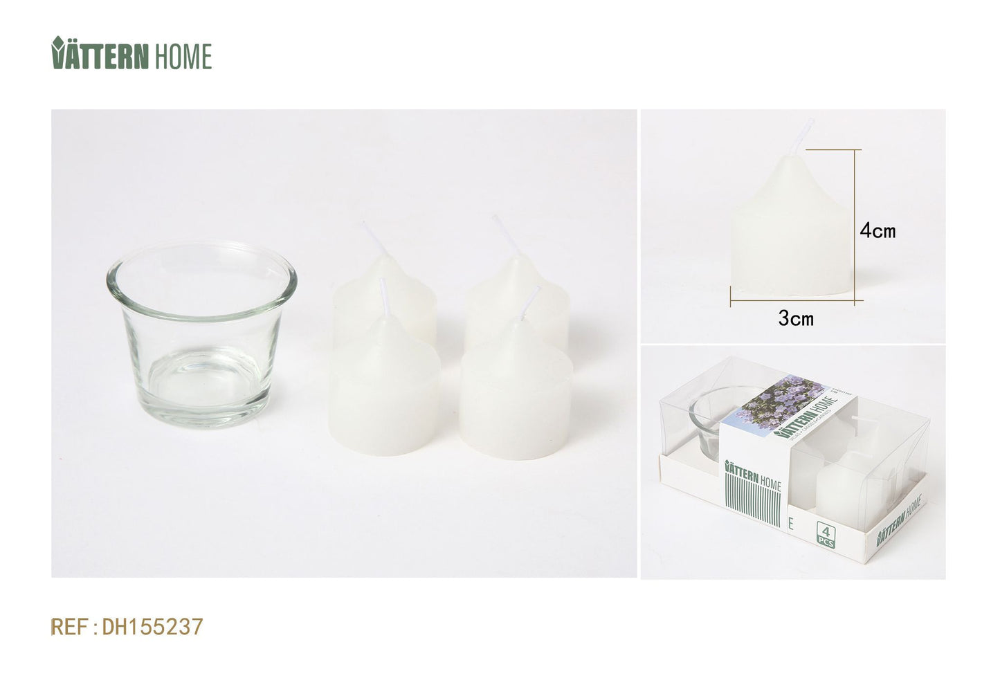Juego de velas de aromaterapia (4 velas + 1 vaso) 3,5*4 cm, parafina, sabor a campana de viento azul (blanco), que arde durante 3 horas