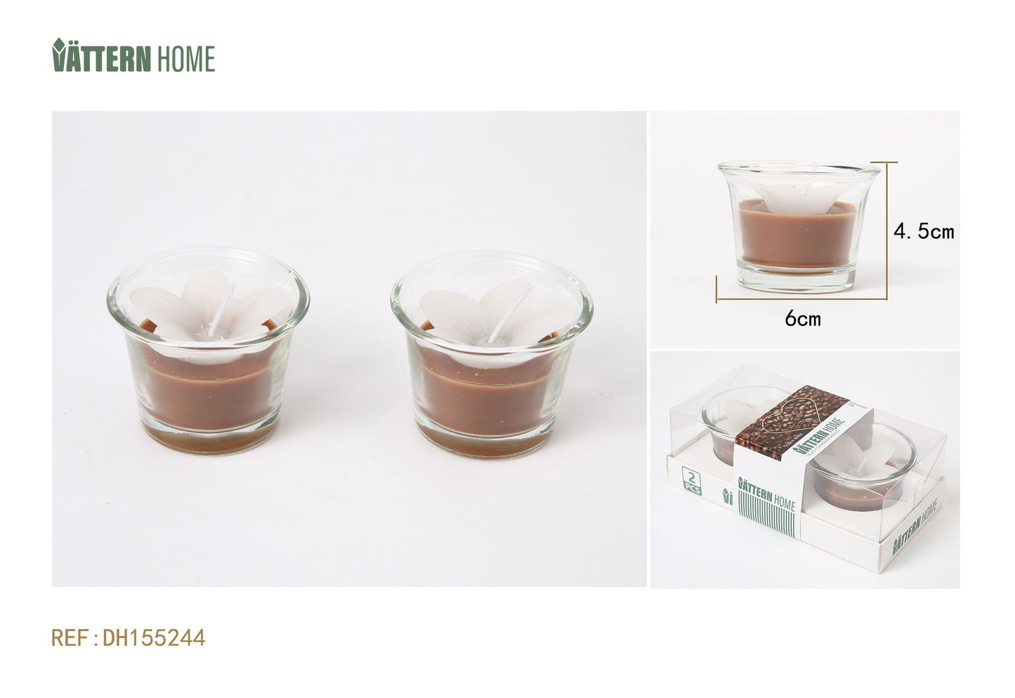 2 velas de taza de 6 x 4,5 cm de parafina con sabor a café (blancas) que arden durante 8 horas