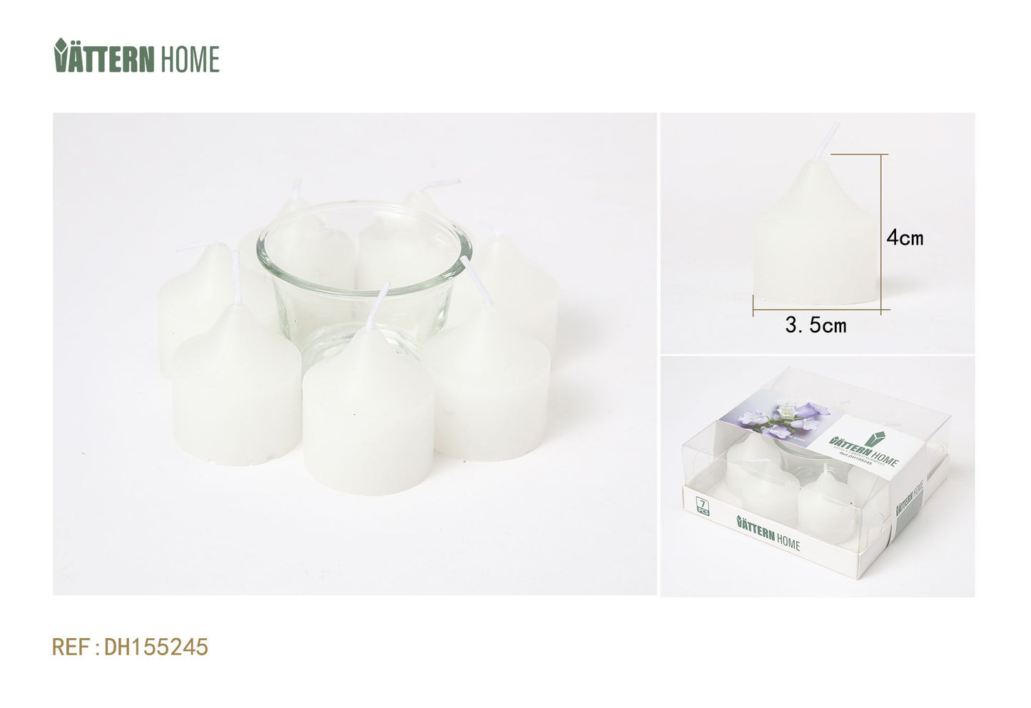 Juego de velas de aromaterapia (7 velas + 1 vaso) 3,5*4 cm, aroma de parafina con campana azul (blanca), que arde durante 3 horas